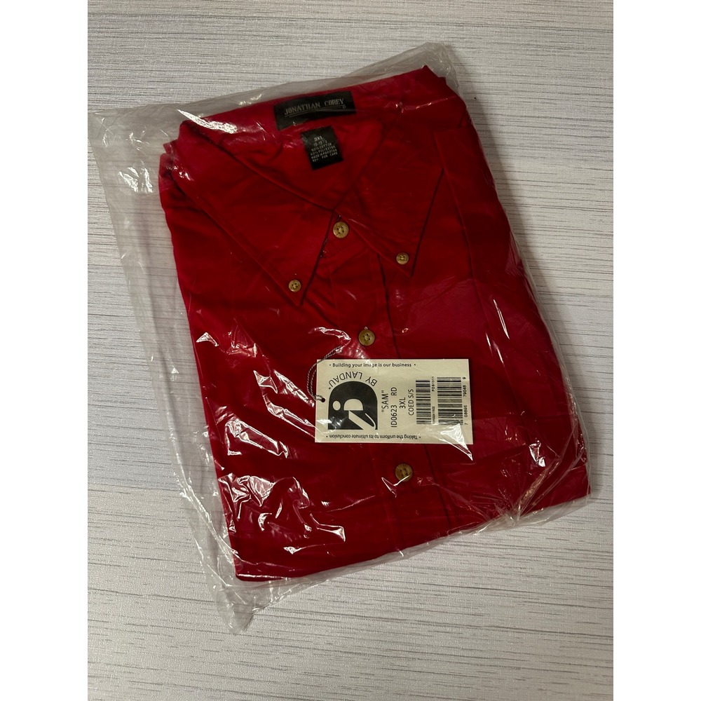 Jonathan Corey Mens 3XL Red Short Sleeve Button Down Shirt Sam Landau ID0623 RD